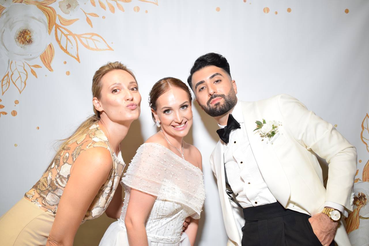 Wedding photo with host husband and wife